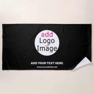 Serviette De Plage Ajouter Logo Business Chic Personnalisable Noir Mi