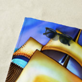 Serviette De Plage Ajouter Nom, Bateau à voile Ocean Sea, Bleu (En situation)