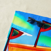 Serviette De Plage Ajouter Nom, Black Gold Pirate Ship Red Orange Sai (En situation)