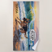 Serviette De Plage Ajouter Nom, Chien berger allemand courant dans de (Devant)