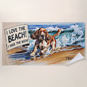 Serviette De Plage Ajouter Nom, Cocker Spaniel Splashing dans Waves D (Devant)