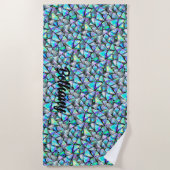 Serviette De Plage Ajouter Nom, Cristal Shard Pearlescent Iridescente (Devant)