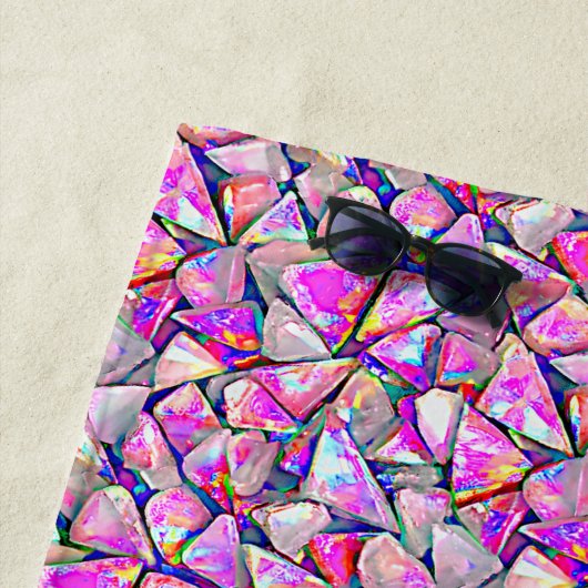 Serviette De Plage Ajouter Nom, Cristal Shard Pearlescent Iridescente (En situation)