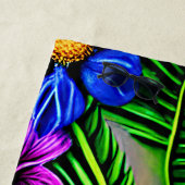 Serviette De Plage Ajouter Nom, Fleurs tropicales stylisées et Feuill (En situation)