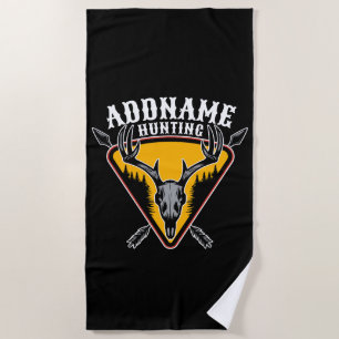 Serviette De Plage AJOUTER NOM Hunter Elk Crâne Gros Antlers Chasse a
