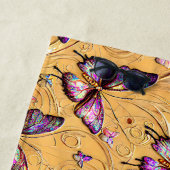 Serviette De Plage Ajouter Nom, Imaginaire Papillon Mauve Iridescente (En situation)