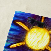 Serviette De Plage Ajouter Nom, Phare au soleil, Rouge Jaune Bleu (En situation)