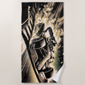 Serviette De Plage Ajouter Nom, Voiture de course lançant de la pouss (Devant)