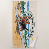 Serviette De Plage Ajouter Nom, Yorkshire Terrier Courir dans les vag (Devant)