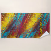 Serviette De Plage Ajouter un nom, Abstrait Hombre Paint Stripes (Devant)