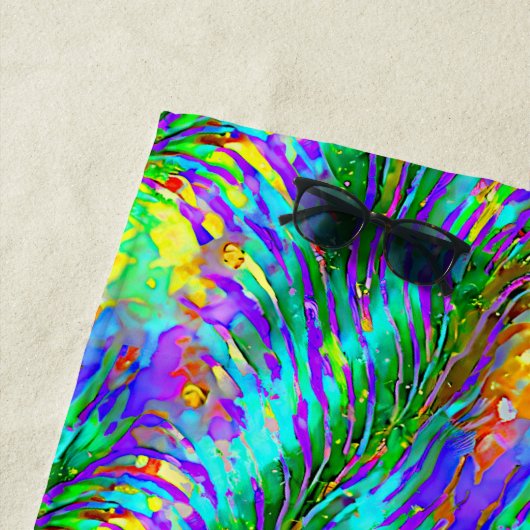 Serviette De Plage Ajouter un nom, algue verte Jaune Aqua (En situation)