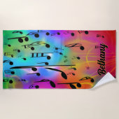 Serviette De Plage Ajouter un nom, Colorful Musical Notes (Devant)