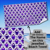 Serviette De Plage Ajouter un nom Coupe Carré de diamants violets