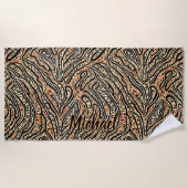 Serviette De Plage Ajouter un nom, Crocodile Boho Tribal noir sur Bro (Devant)