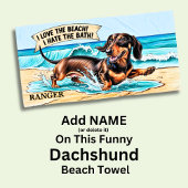 Serviette De Plage Ajouter un nom, Dachshund Chien courant dans des v