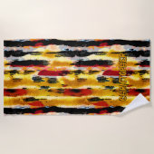 Serviette De Plage Ajouter un nom, des Browns tribaux naturels (Devant)