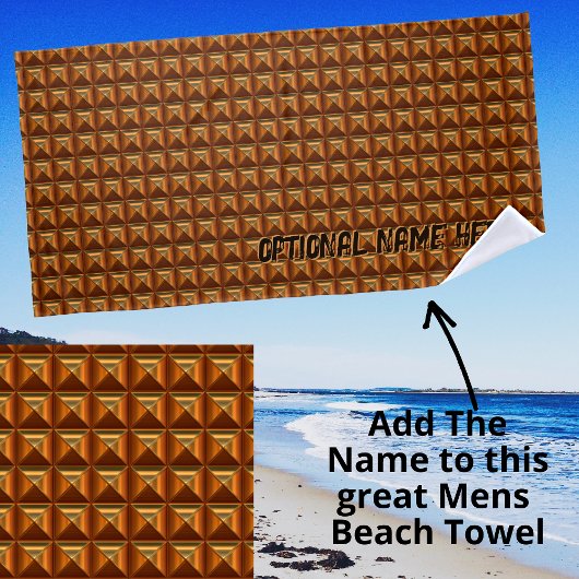 Serviette De Plage Ajouter un nom, effet de gaufre de bloc métallique