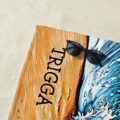 Serviette De Plage Ajouter un nom, Husky Sibérien éclaboussant dans W (En situation)