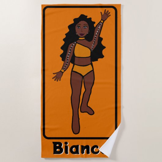 Serviette De Plage Ajouter Un Nom Majorette/Dancer Beach Towel (Or) 2 (Devant)