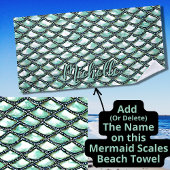 Serviette De Plage Ajouter un nom, Mermaid Aqua Scales Pearl Silver D