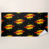 Serviette De Plage Ajouter un nom ou un texte Red Yellow Pop Art Burn (Devant)