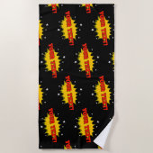 Serviette De Plage Ajouter un nom ou un texte Red Yellow Pop Art Burn (Devant)