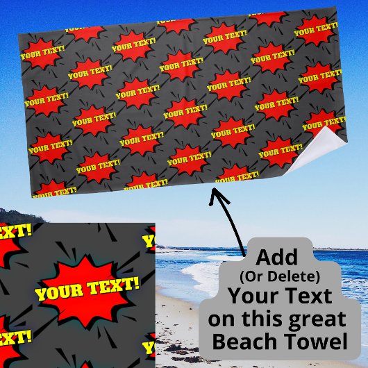 Serviette De Plage Ajouter un nom ou un texte Red Yellow Pop Art Burn