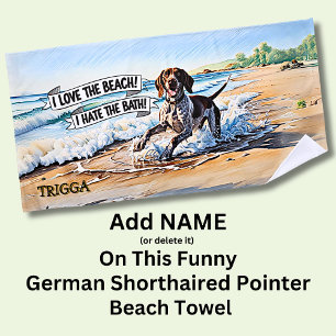 Serviette De Plage Ajouter un nom, pointeur allemand à cheveux courts