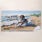 Serviette De Plage Ajouter un nom, pointeur allemand à cheveux courts (Devant)