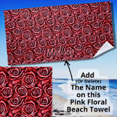 Serviette De Plage Ajouter un nom, Roses en cuir rose à outils