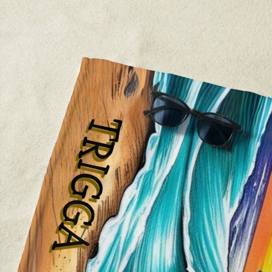 Serviette De Plage Ajouter un nom, Rottweiler Chien courant dans des  (En situation)