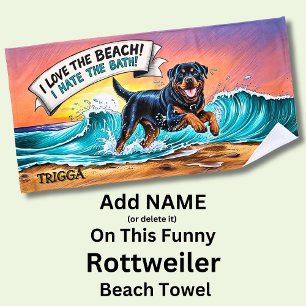 Serviette De Plage Ajouter un nom, Rottweiler Chien courant dans des 