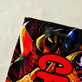 Serviette De Plage Ajouter un nom, Rouge Orange Blue Fire Flames Beac (En situation)