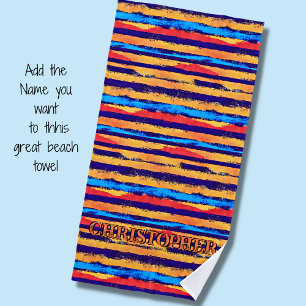 Serviette De Plage Ajouter un nom, Southwest Hombre Tribal Stripe