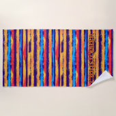 Serviette De Plage Ajouter un nom, Southwest Hombre Tribal Stripe (Devant)