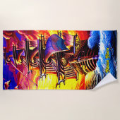 Serviette De Plage Ajouter un nom, Stylisé Brown Pirate Voilier (Devant)