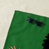 Serviette de plage Ajouter un nom Vert/Blanc (En situation)