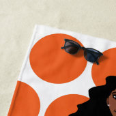 Serviette de plage Ajouter un nom Vert /Orange (En situation)