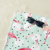 Serviette De Plage Ajouter votre monogramme| Oiseau Flamant rose aux (En situation)
