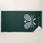 Serviette De Plage Ajouter Votre Nom Club Tennis Team Green (Devant)