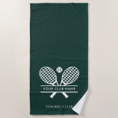 Serviette De Plage Ajouter Votre Nom Club Tennis Team Green (Devant)