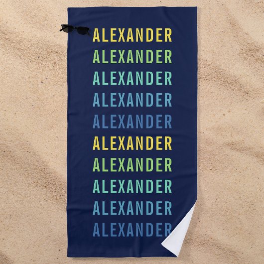 Serviette De Plage Ajouter Votre Nom Fun Color Gradient