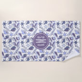 Serviette De Plage Ajoutez vos coquillages du monogramme | Lavendar (Devant)
