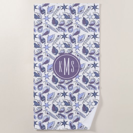 Serviette De Plage Ajoutez vos coquillages du monogramme | Lavendar (Devant)