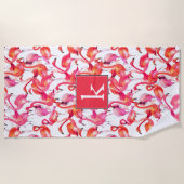 Serviette De Plage Ajoutez vos Flamants roses d'aquarelle du (Devant)