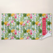Serviette De Plage Ajoutez vos fleurs et ananas | tropicaux nommés (Devant)