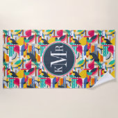 Serviette De Plage Ajoutez vos oiseaux tropicaux géométriques du (Devant)