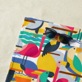 Serviette De Plage Ajoutez vos oiseaux tropicaux géométriques du (En situation)