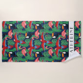 Serviette De Plage Ajoutez vos oiseaux | tropicaux nommés dans des (Devant)