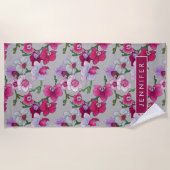 Serviette De Plage Ajoutez vos orchidées | roses nommées en fleur (Devant)